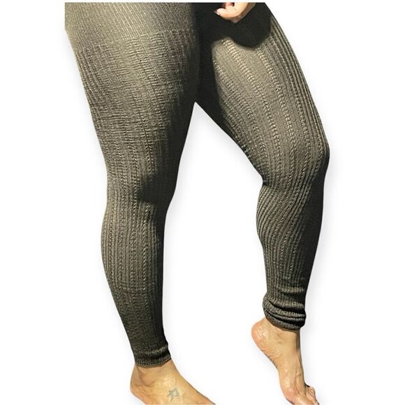 Women’s Chocolate Brown Pull-On Stretchy Soft Knit Footless Legging Tights Large - Picture 5 of 6